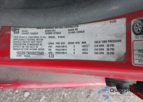 2005 Chevrolet Colorado Ls из США, поврежденный, VIN 1GCDS136558222625